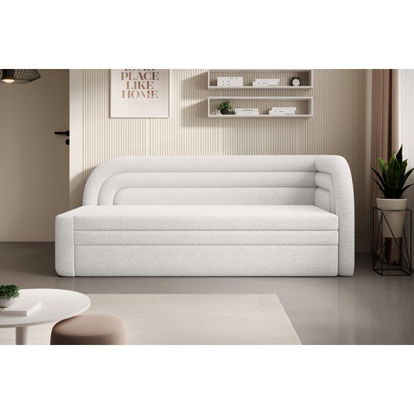 Kreminės spalvos iš boucle sulankstoma/su sandėliavimo vieta sofa su dešiniuoju kampu 223 cm Fabillo – ELTAP-image-1