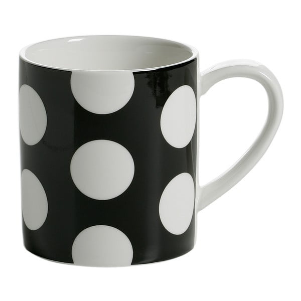 4 juodų porcelianinių puodelių rinkinys "Maxwell & Williams Polka Dot", 360 ml