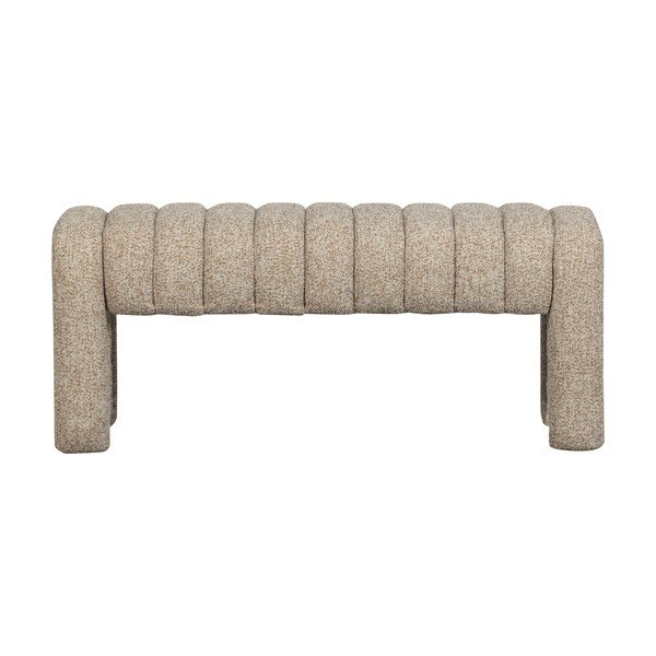 Šviesiai rudos spalvos paminkštinto audinio suolas iš boucle Frex – WOOOD