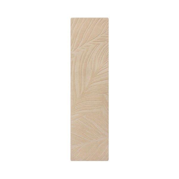 Smėlio spalvos vilnonis kilimas 60x230 cm Lino Leaf - Flair Rugs