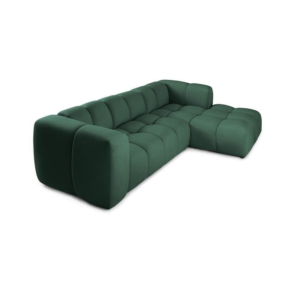 Žalios spalvos iš velveto kampinė sofa (su dešiniuoju kampu/su gultu) Cube – Bonami Selection-image-3