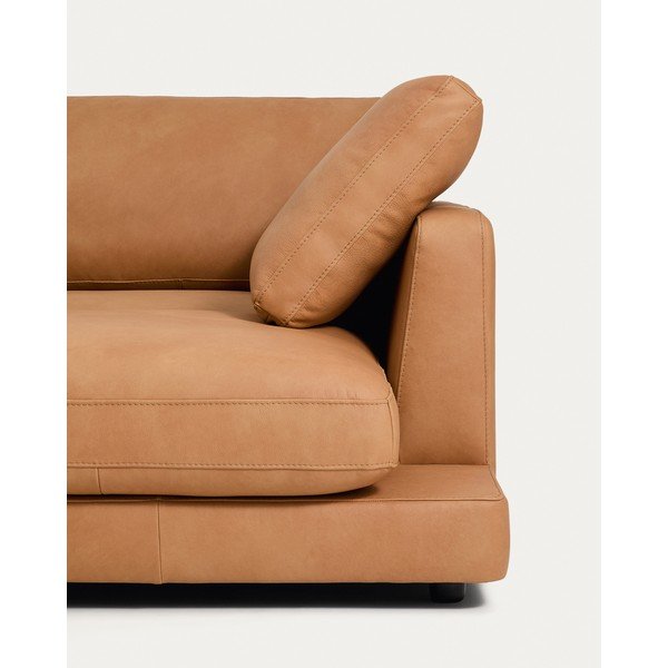 Rudos spalvos kampinė sofa iš odos (su dešiniuoju kampu/su gultu) Gala – Kave Home-image-4