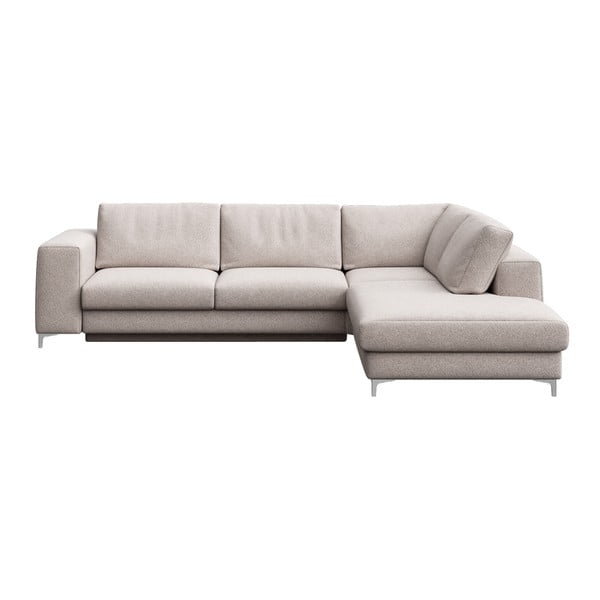 Šviesiai pilkos spalvos iš boucle sulankstoma/su sandėliavimo vieta kampinė sofa (su dešiniuoju kampu/„L“ formos) Rene – Rodier