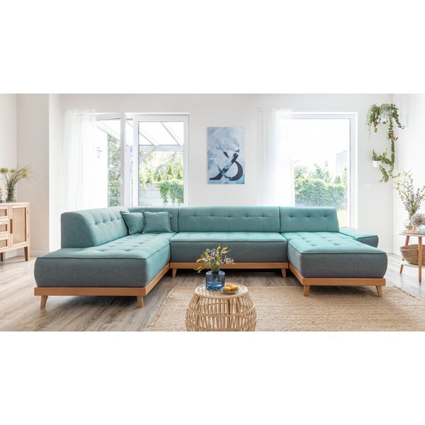 Sulankstoma kampinė sofa turkio spalvos (su kairiuoju kampu/„U“ formos) Dazzling Daisy – Miuform