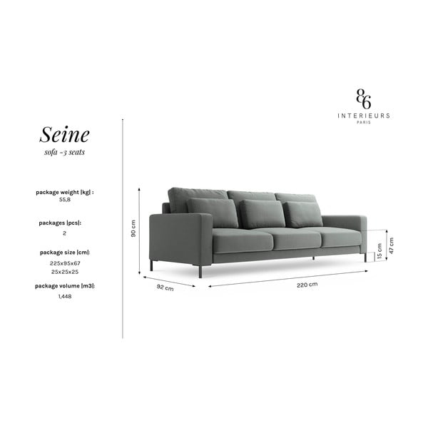 Garstyčių geltonumo sofa Interieurs 86 Seine, 220 cm-image-4