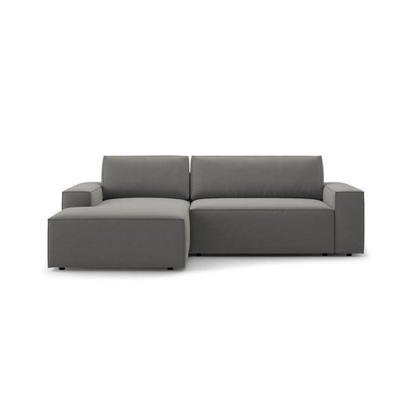 Iš velveto sulankstoma/su sandėliavimo vieta kampinė sofa šviesiai pilkos spalvos (su kairiuoju kampu/su gultu) Jodie – Micadoni 