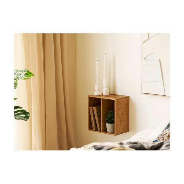 Natūralios spalvos iš ąžuolo masyvo kelių aukštų sieninė lentyna 18 cm Townsville – House Nordic-image-4