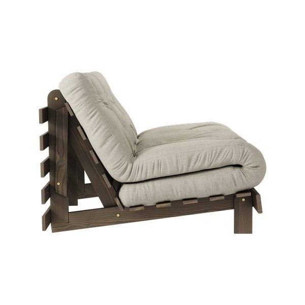 Pilkai smėlinės spalvos iš lino sulankstoma sofa 140 cm Roots Carob – Karup Design-image-4