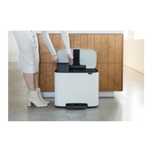 Iš plieno šiukšliadėžė baltos spalvos rūšiavimui/su pedalu 33 l Bo – Brabantia-image-2