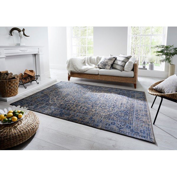 Mėlynas rankomis austas kilimas "Flair Rugs Palais", 120 x 170 cm-image-2