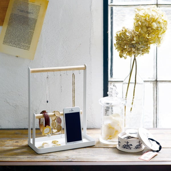 Baltas daugiafunkcinis stovas su buko medienos detalėmis YAMAZAKI Tosca-image-1