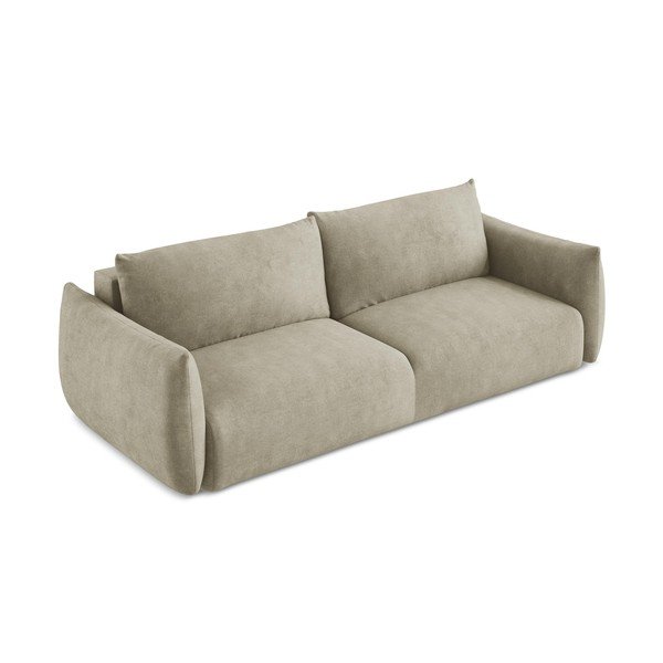 Smėlio spalvos iš šenilinio audinio sulankstoma sofa 230 cm Leila – Makamii-image-4