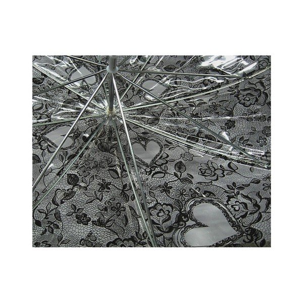 Skaidrus plikas skėtis su juodomis detalėmis "Birdcage Heart", ⌀ 95 cm-image-1