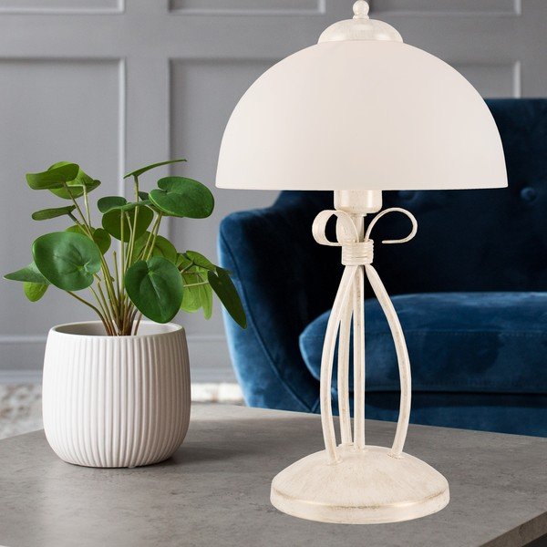 Stalinis šviestuvas baltos spalvos (aukštis 43 cm) su stiklo gaubtu Adelle – LAMKUR-image-3