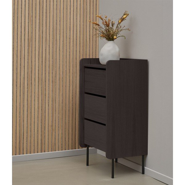 Aukšta šoninė spintelė juodos spalvos iš ąžuolo 60x108,5 cm Wrap – Bonami Selection-image-1