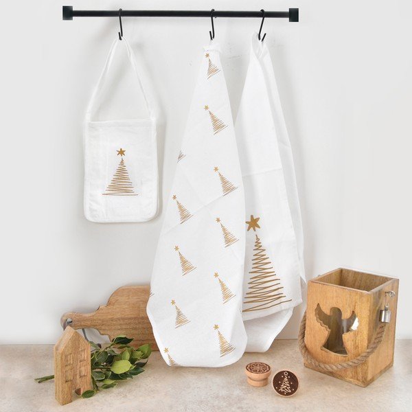 Iš medvilnės indų rankšluosčiai su krepšiu su Kalėdų motyvu 50x70 cm – Orion-image-1