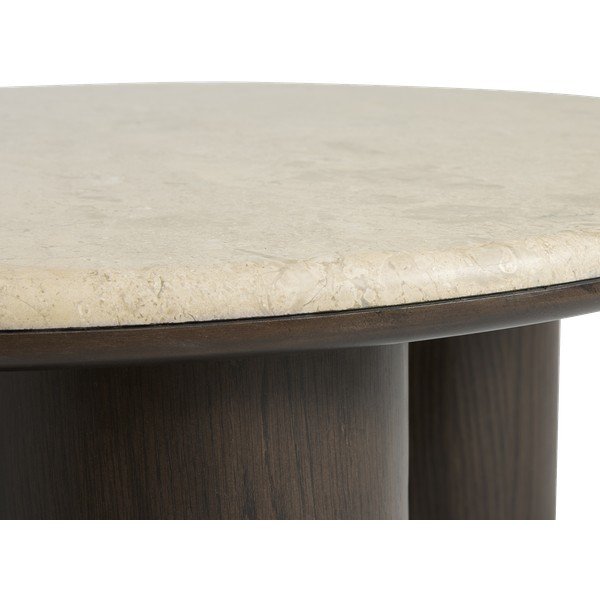 Tamsios natūralios spalvos su marmuriniu stalviršiu apvalios formos kavos staliukas ø 90 cm Piazze – Unique Furniture-image-4
