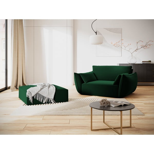 Tamsiai žalios spalvos iš velveto krėslas Vanda – Mazzini Sofas-image-1