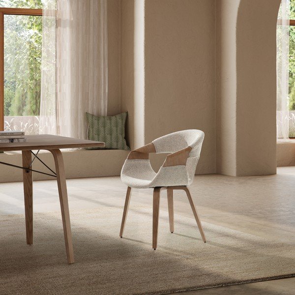 Smėlio spalvos iš audinio valgomojo kėdžių komplektas su porankiais 2 vnt. Elif – MOME-image-1