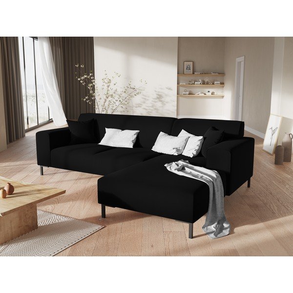 Juoda aksominė kampinė sofa Cosmopolitan Design Siena, kampas dešinėje-image-1