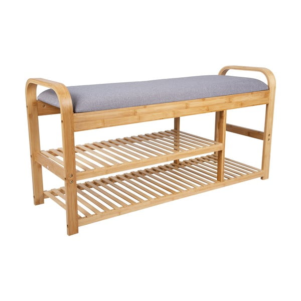 Bambukinė batų dėžutė su pilku paminkštinimu Leitmotiv Bench