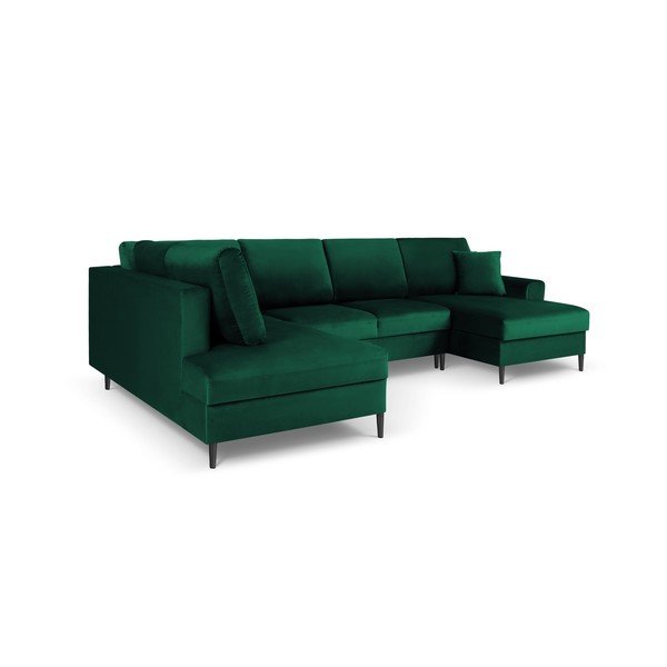 Žalios spalvos iš velveto sulankstoma/su sandėliavimo vieta kampinė sofa (su kairiuoju kampu/„U“ formos) Kyoto – Cosmopolitan Design-image-3