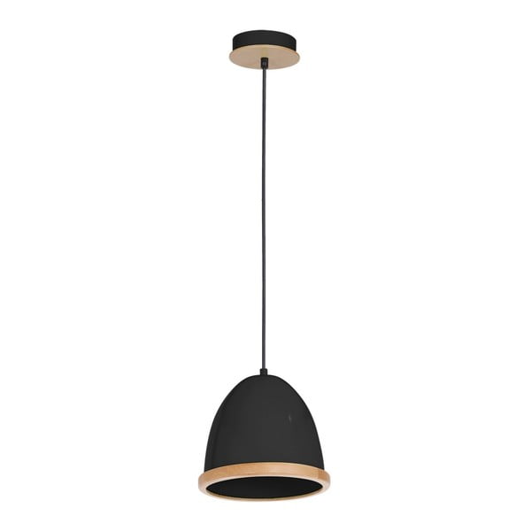 Juodas pakabinamas šviestuvas su medinėmis detalėmis Homemania Studio Uno Lungo
