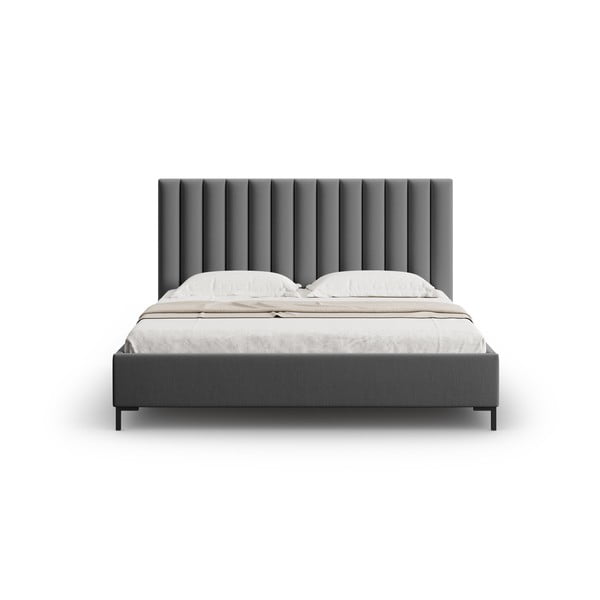 Dvigulė lova tamsiai pilkos spalvos audiniu dengta su sandėliavimo vieta su lovos grotelėmis 200x200 cm Casey – Mazzini Beds-image-4