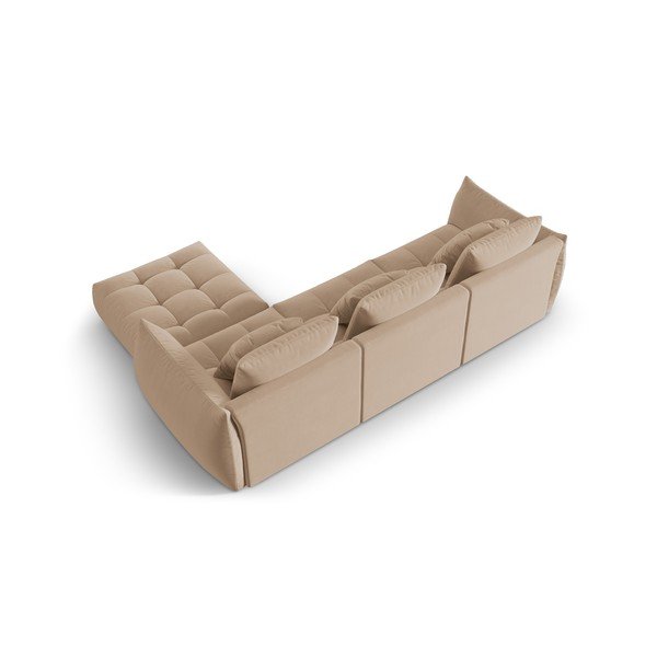 Smėlio spalvos iš velveto kampinė sofa Bloom – Micadoni -image-3