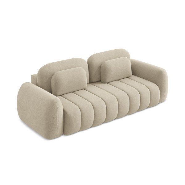 Šviesiai rudos spalvos iš boucle sulankstoma/su sandėliavimo vieta sofa 266 cm Pele – Makamii-image-4