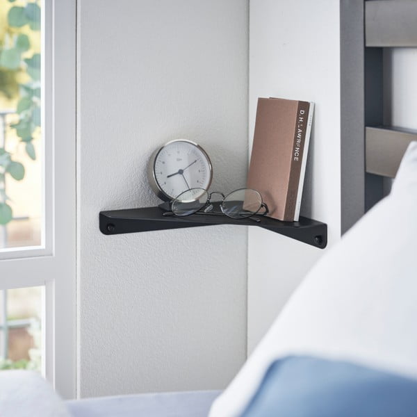 Kampinė sieninė lentyna iš metalo juodos spalvos 22 cm Tower – YAMAZAKI-image-1