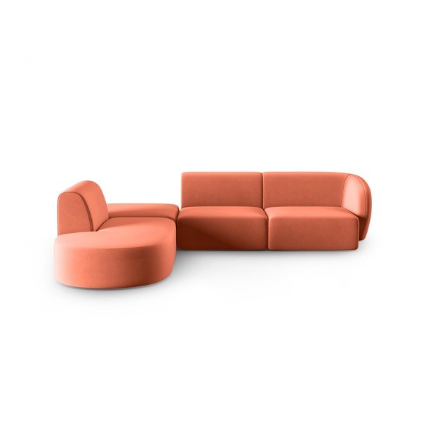 Rožinės spalvos iš velveto kampinė sofa (su kairiuoju kampu/„L“ formos) Paolo – Milo Casa