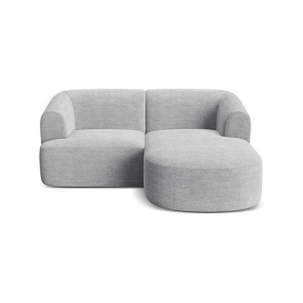 Šviesiai pilkos spalvos kampinė sofa iš kordinio velveto (su dešiniuoju kampu/su gultu) Campi – Cosmopolitan Design-image-2