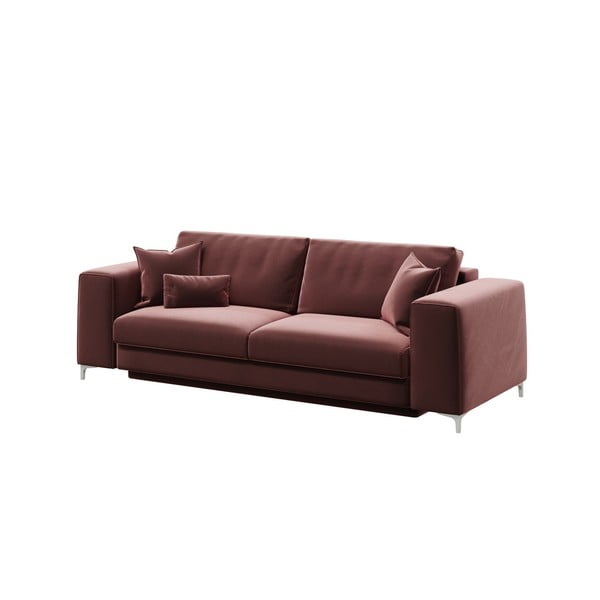 Tamsiai rožinė aksominė sofa-lova Devichy Rothe, 256 cm-image-2