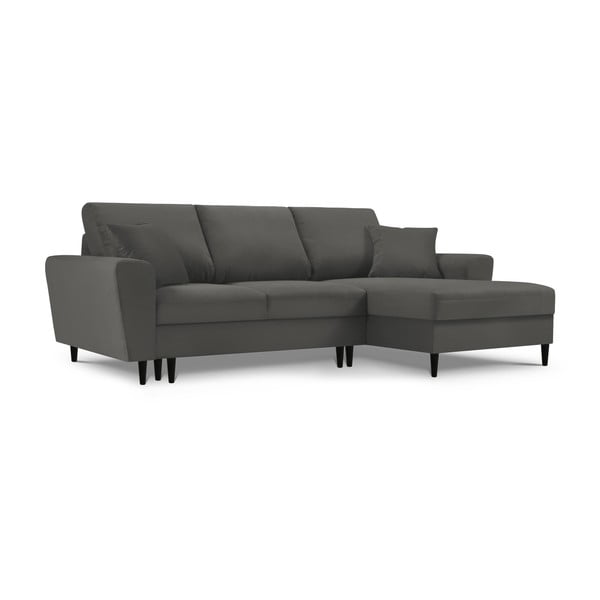 Tamsiai pilkos spalvos iš kordinio velveto sulankstoma/su sandėliavimo vieta kampinė sofa (su dešiniuoju kampu/su gultu) Kyoto – Cosmopolitan Design-image-4