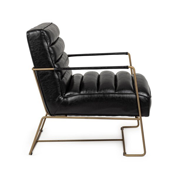 Juodos spalvos krėslas iš dirbtinės odos Brianna – Bizzotto-image-3