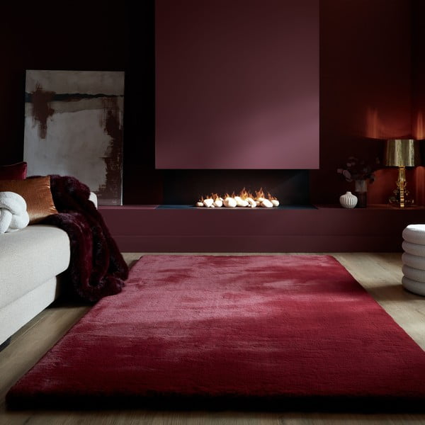 Sintetinė oda ir kailis bordo spalvos 160x230 cm Ivy Luxury Fur – Flair Rugs-image-1