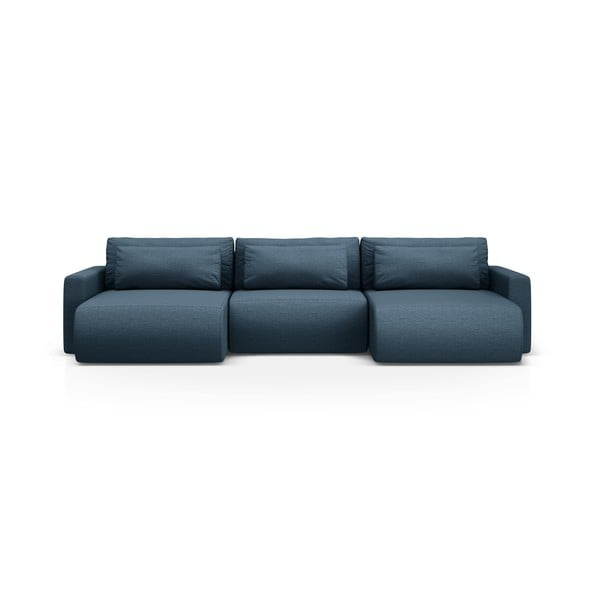 Tamsiai mėlynos spalvos sulankstoma/su sandėliavimo vieta kampinė sofa („U“ formos) Belfast – Cosmopolitan Design