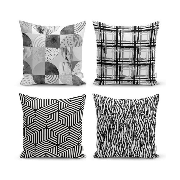 4 dekoratyvinių pagalvių užvalkalų rinkinys Minimalistiniai pagalvių užvalkalai Minimalistinis piešinys, 45 x 45 cm