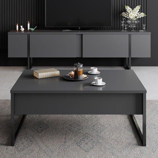 TV spintelė antracito spalvos 180x30 cm Luxe – Kalune Design-image-3