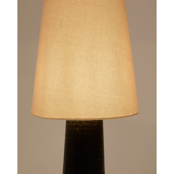 Pastatomas šviestuvas juodos spalvos/kreminės spalvos (aukštis 129 cm) su tekstiliniu gaubtu Senni – Kave Home-image-3