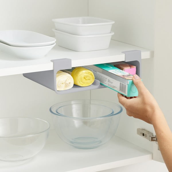 Pakabinamas iš plastiko virtuvinės folijos ir popierinio rankšluosčio laikiklis pilkos spalvos CupboardStore – Joseph Joseph-image-4