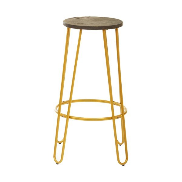 Auksinės spalvos/natūralios spalvos iš guobos masyvo baro taburetė (sėdynės aukštis 75 cm) District – Premier Housewares-image-2