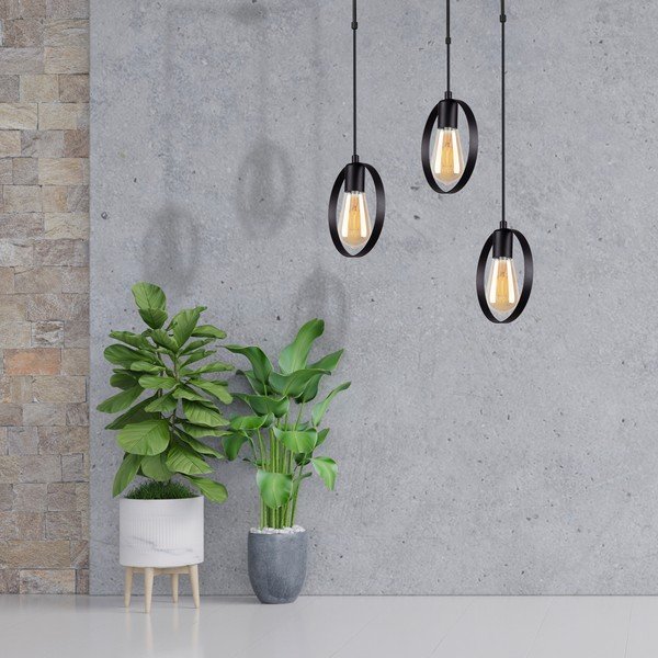 Juodas pakabinamas šviestuvas Squid Lighting Circle, aukštis 100 cm-image-2