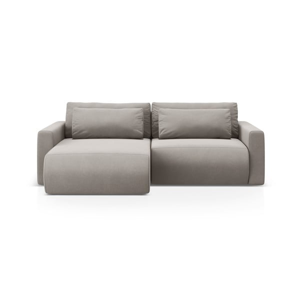 Šviesiai pilkos spalvos iš velveto sulankstoma/su sandėliavimo vieta kampinė sofa Belfast – Cosmopolitan Design