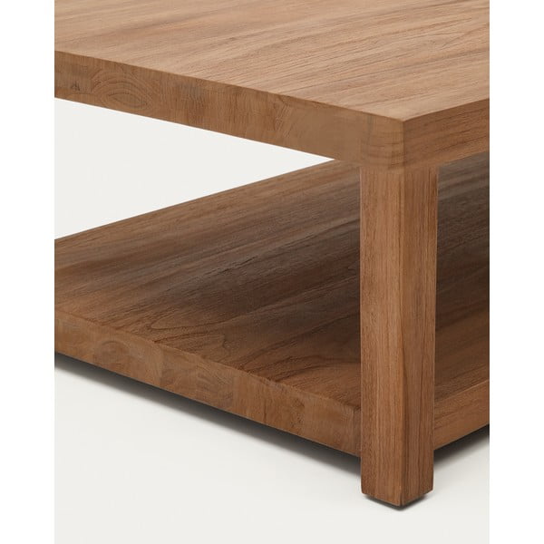 Iš tikmedžio masyvo kavos staliukas natūralios spalvos 90x90 cm Sashi – Kave Home-image-3