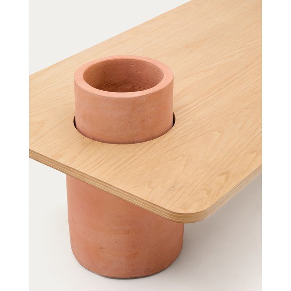 Natūralios spalvos apvalios formos kavos staliukas iš uosio 60x110 cm Olaria – Kave Home-image-3