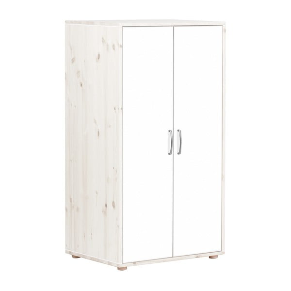 Šviesi vaikiška spinta iš pušies medienos su baltomis durimis Flexa Classic, aukštis 133 cm