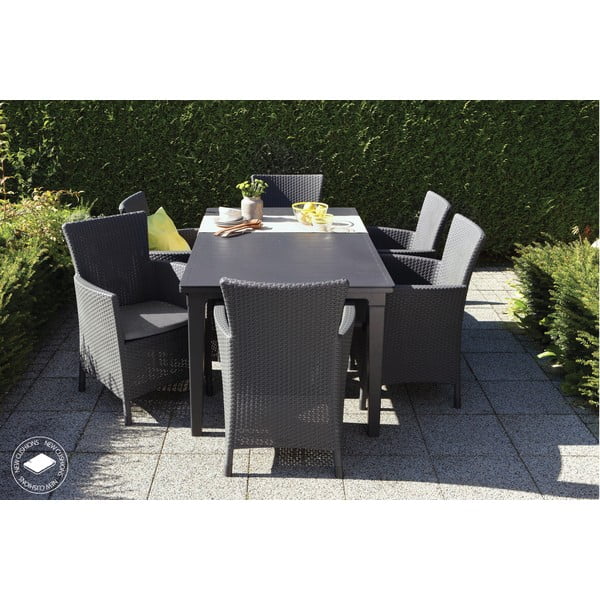 Plastikinis sodo krėslas tamsiai pilkos spalvos Lowa – Keter-image-1