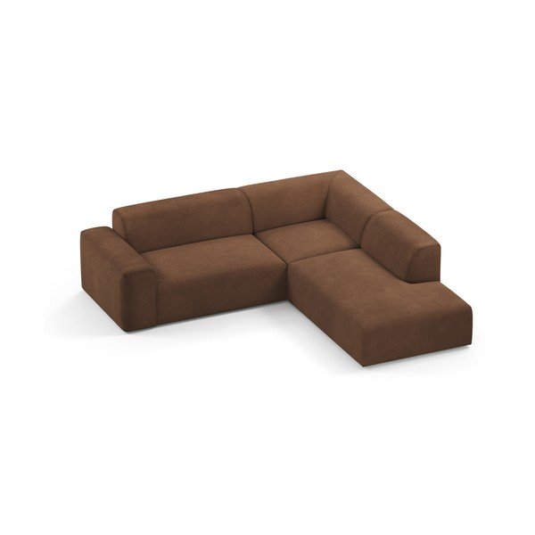 Ruda aksominė kampinė sofa Marie Claire Home Karen, 260 cm, dešinysis kampas-image-3